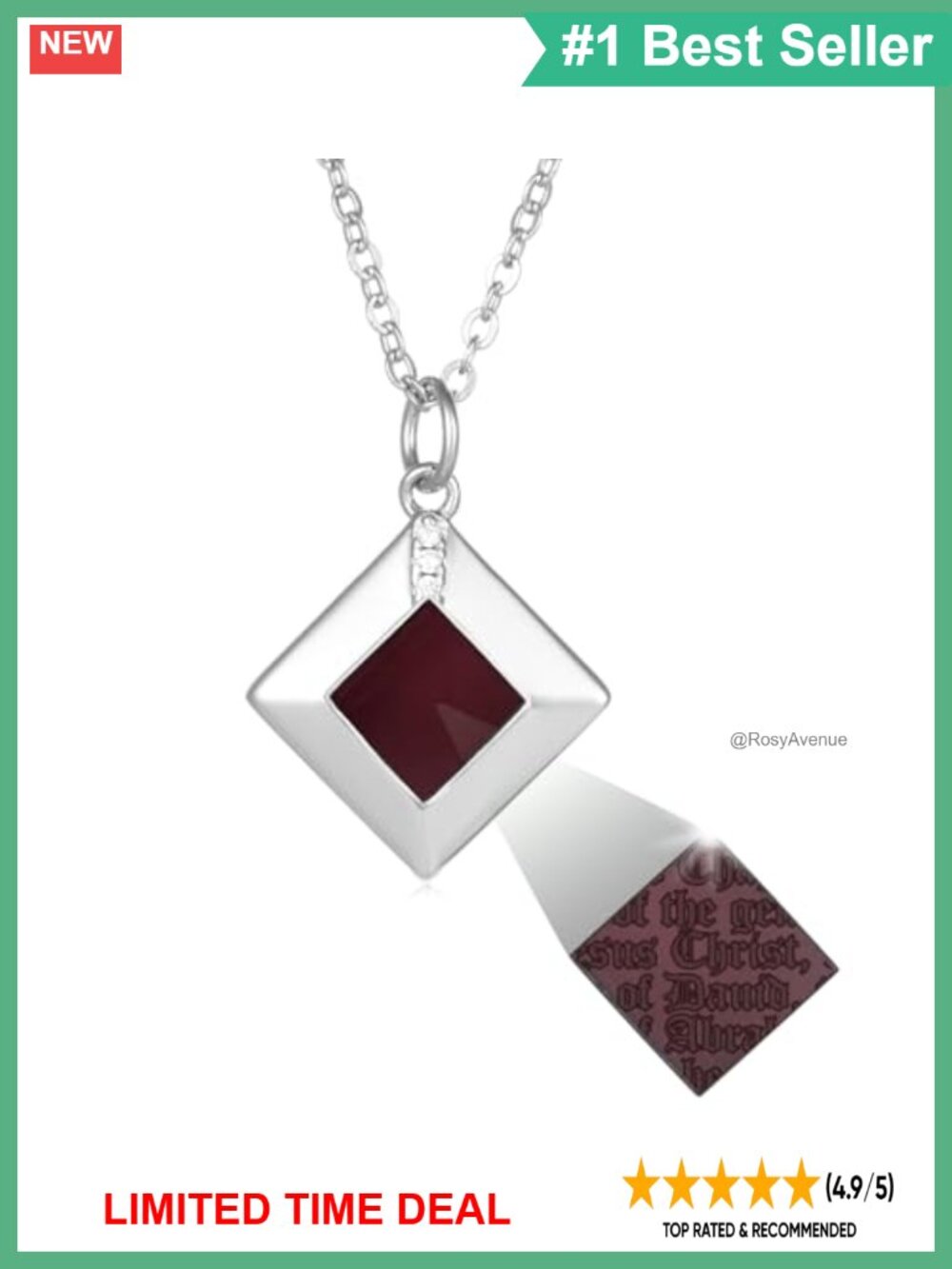 925 Sterling Silver Nano Bible Pendant Necklace 27 Books Adjustable